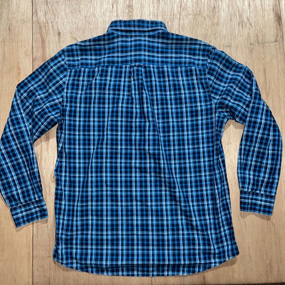 Chaps Shirt Mens Large Blue easy Care Plaid Button Up Long Sleeve‎ Preppy - Picture 4 of 6